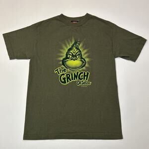 Vintage Grinch Shirt Mens Size Medium Green Dr Seuss Y2K Short Sleeve Christmas